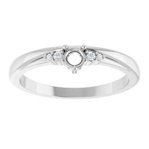 Sterling Silver 3 mm Round .025 CTW Natural Diamond Semi-Set Ring – image 6