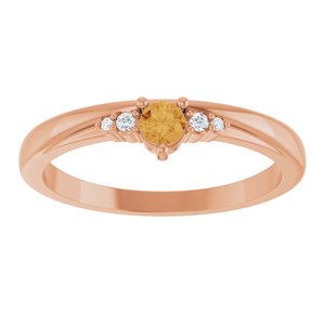 14K Rose Gold Natural Citrine & .025 CTW Lab-Grown Diamond Ring – image 3