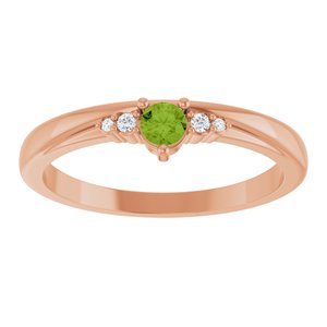 14K Rose Gold Natural Peridot & .025 CTW Natural Diamond Ring – image 3