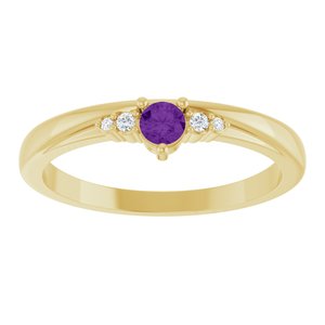 14K Yellow Gold Natural Amethyst & .025 CTW Lab-Grown Diamond Ring – image 3