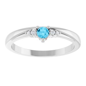 Platinum Natural Aquamarine & .025 CTW Natural Diamond Ring – image 3