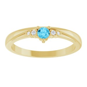14K Yellow Gold Natural Aquamarine & .025 CTW Lab-Grown Diamond Ring – image 3