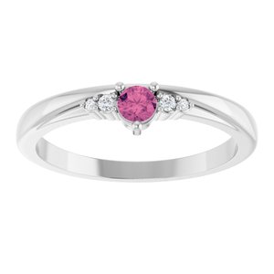 Platinum Natural Pink Tourmaline & .025 CTW Natural Diamond Ring – image 3