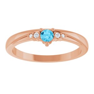 14K Rose Gold Natural Aquamarine & .025 CTW Natural Diamond Ring – image 3