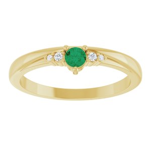 14K Yellow Gold Natural Emerald & .025 CTW Natural Diamond Ring – image 3