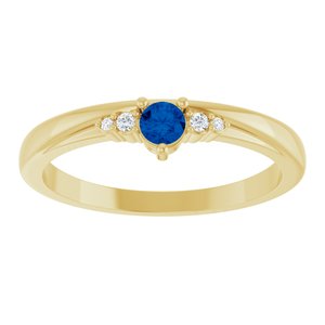 14K Yellow Gold Lab-Grown Blue Sapphire & .025 CTW Lab-Grown Diamond Ring – image 3