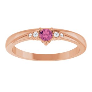 14K Rose Gold Natural Pink Tourmaline & .025 CTW Natural Diamond Ring – image 3