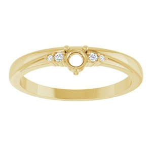 14K Yellow Gold 3 mm Round .025 CTW Natural Diamond Semi-Set Ring – image 6