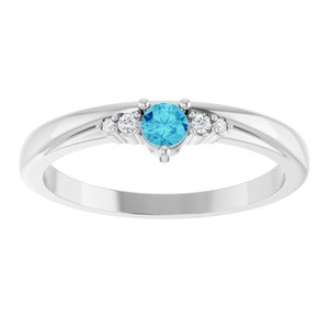 Platinum Natural Blue Zircon & .025 CTW Natural Diamond Ring – image 3