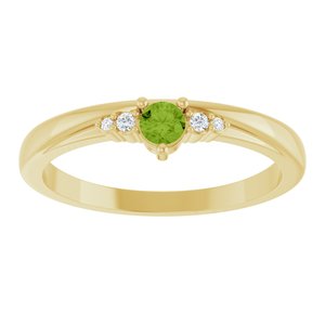 14K Yellow Gold Natural Peridot & .025 CTW Lab-Grown Diamond Ring – image 3