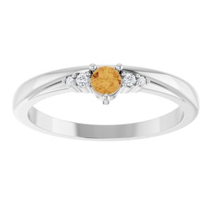Platinum Natural Citrine & .025 CTW Lab-Grown Diamond Ring – image 3