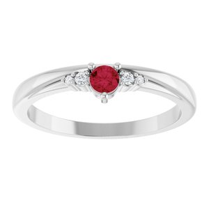 14K White Gold Lab-Grown Ruby & .025 CTW Lab-Grown Diamond Ring – image 3