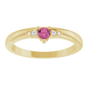 14K Yellow Gold Natural Pink Tourmaline & .025 CTW Lab-Grown Diamond Ring – image 3