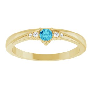14K Yellow Gold Natural Blue Zircon & .025 CTW Lab-Grown Diamond Ring – image 3