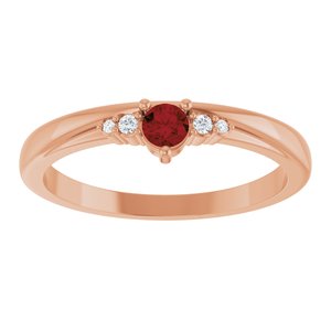 14K Rose Gold Natural Mozambique Garnet & .025 CTW Lab-Grown Diamond Ring – image 3