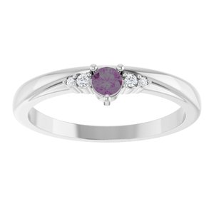 Sterling Silver Lab-Grown Alexandrite & .025 CTW Natural Diamond Ring – image 3
