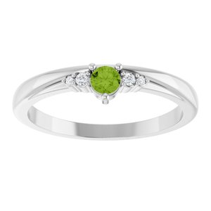 14K White Gold Natural Peridot & .025 CTW Natural Diamond Ring – image 3