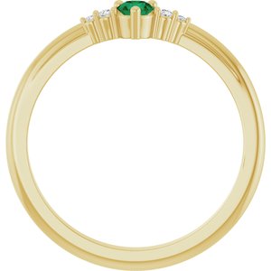 14K Yellow Gold Lab-Grown Emerald & .025 CTW Natural Diamond Ring – image 2