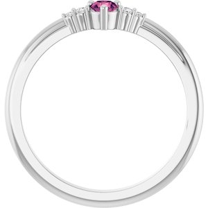 14K White Gold Natural Pink Tourmaline & .025 CTW Lab-Grown Diamond Ring – image 2