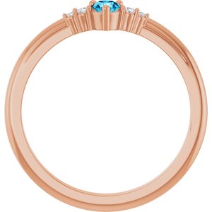 14K Rose Gold Natural Aquamarine & .025 CTW Natural Diamond Ring – image 2