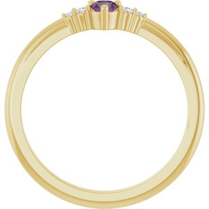 14K Yellow Gold Lab-Grown Alexandrite & .025 CTW Natural Diamond Ring – image 2