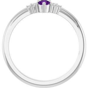 14K White Gold Natural Amethyst & .025 CTW Natural Diamond Ring – image 2