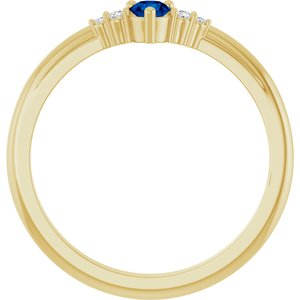 14K Yellow Gold Natural Blue Sapphire & .025 CTW Natural Diamond Ring – image 2