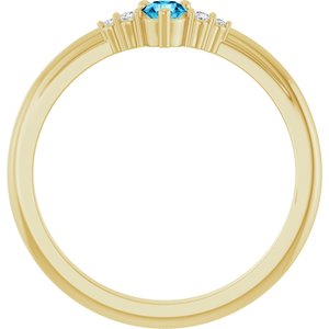 14K Yellow Gold Natural Aquamarine & .025 CTW Natural Diamond Ring – image 2