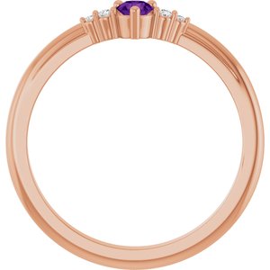 14K Rose Gold Natural Amethyst & .025 CTW Natural Diamond Ring – image 2