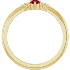 14K Yellow Gold Lab-Grown Ruby & .025 CTW Lab-Grown Diamond Ring – image 2