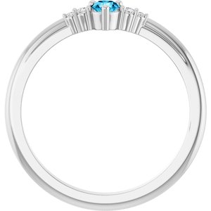 14K White Gold Natural Aquamarine & .025 CTW Lab-Grown Diamond Ring – image 2