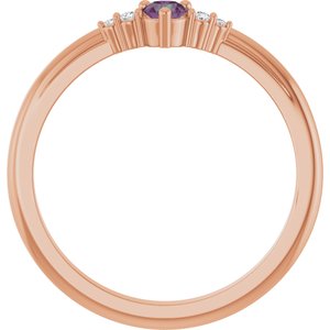 14K Rose Gold Lab-Grown Alexandrite & .025 CTW Natural Diamond Ring – image 2