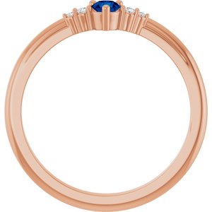 14K Rose Gold Natural Blue Sapphire & .025 CTW Natural Diamond Ring – image 2
