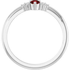 Platinum Natural Mozambique Garnet & .025 CTW Lab-Grown Diamond Ring – image 2