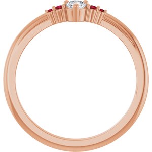 14K Rose Gold Lab-Grown Ruby & .025 CTW Natural Diamond Ring – image 2