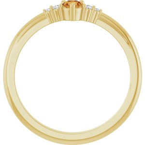 14K Yellow Gold Natural Citrine & .025 CTW Lab-Grown Diamond Ring – image 2