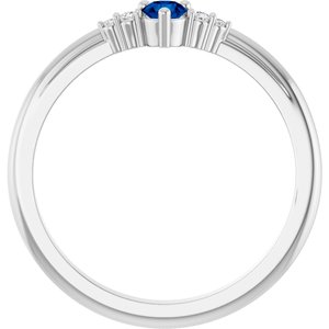 14K White Gold Lab-Grown Blue Sapphire & .025 CTW Lab-Grown Diamond Ring – image 2