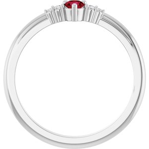 14K White Gold Natural Ruby & .025 CTW Lab-Grown Diamond Ring – image 2