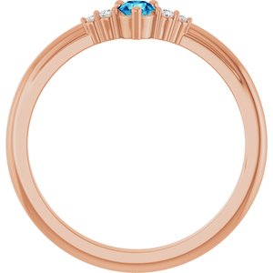 14K Rose Gold Natural Blue Zircon & .025 CTW Natural Diamond Ring – image 2