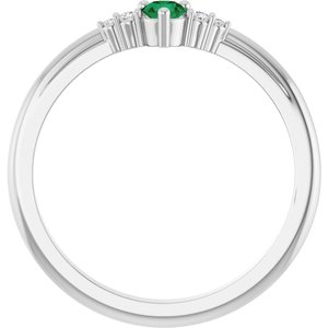 Platinum Natural Emerald & .025 CTW Lab-Grown Diamond Ring – image 2