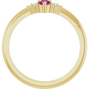 14K Yellow Gold Natural Pink Tourmaline & .025 CTW Lab-Grown Diamond Ring – image 2