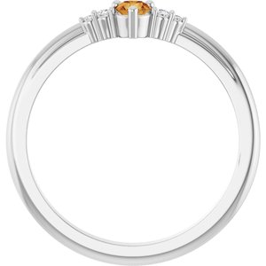 Platinum Natural Citrine & .025 CTW Lab-Grown Diamond Ring – image 2