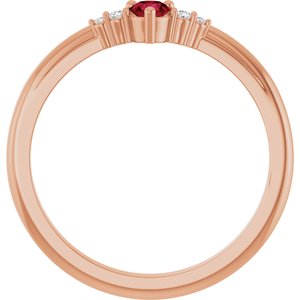 14K Rose Gold Natural Ruby & .025 CTW Natural Diamond Ring – image 2