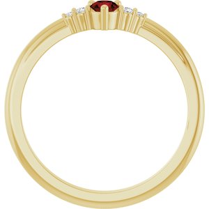14K Yellow Gold Natural Mozambique Garnet & .025 CTW Lab-Grown Diamond Ring – image 2