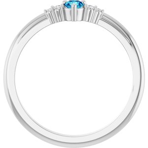 Platinum Natural Blue Zircon & .025 CTW Lab-Grown Diamond Ring – image 2