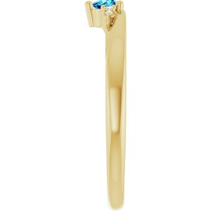 14K Yellow Gold Natural Blue Zircon & .025 CTW Natural Diamond Ring – image 4