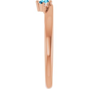 14K Rose Gold Natural Aquamarine & .025 CTW Natural Diamond Ring – image 4