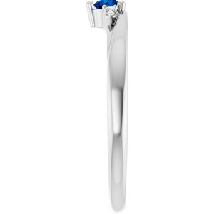 Sterling Silver Lab-Grown Blue Sapphire & .025 CTW Lab-Grown Diamond Ring – image 4