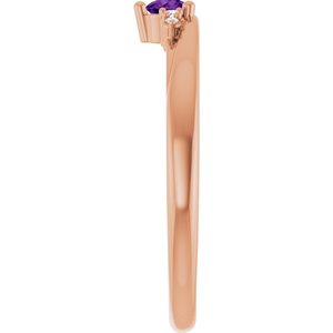 14K Rose Gold Natural Amethyst & .025 CTW Lab-Grown Diamond Ring – image 4