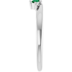 14K White Gold Natural Emerald & .025 CTW Lab-Grown Diamond Ring – image 4